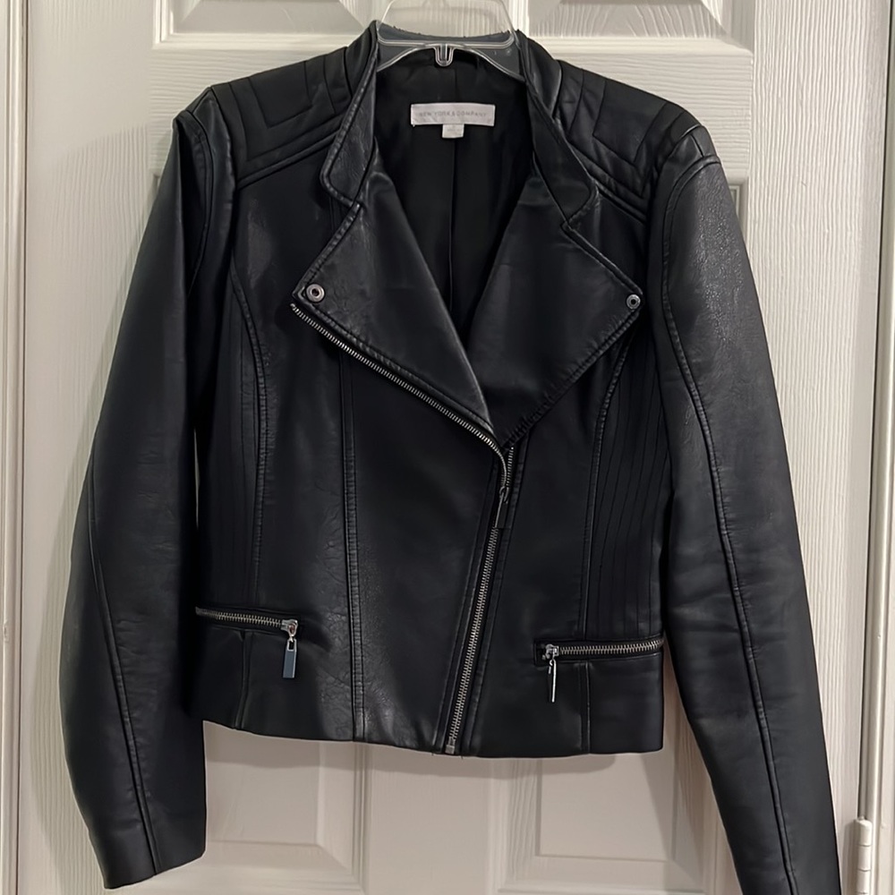 NY&CO black biker style jacket in size small